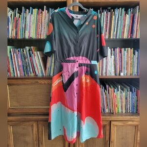 THE KIT Cobie Shirtdress Paint All Over Me, Organic Cotton, Size16 NWOT